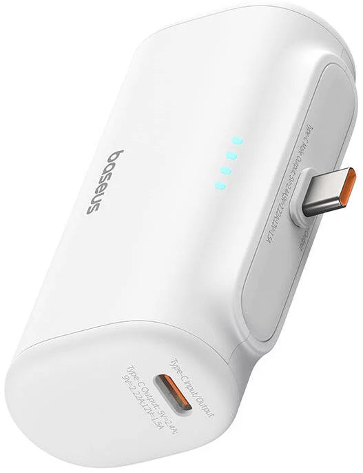 Ekstern batteri Baseus Compact, 5000mAh, 20W, PD, 2 x USB-C, Hvit P10068306213-00