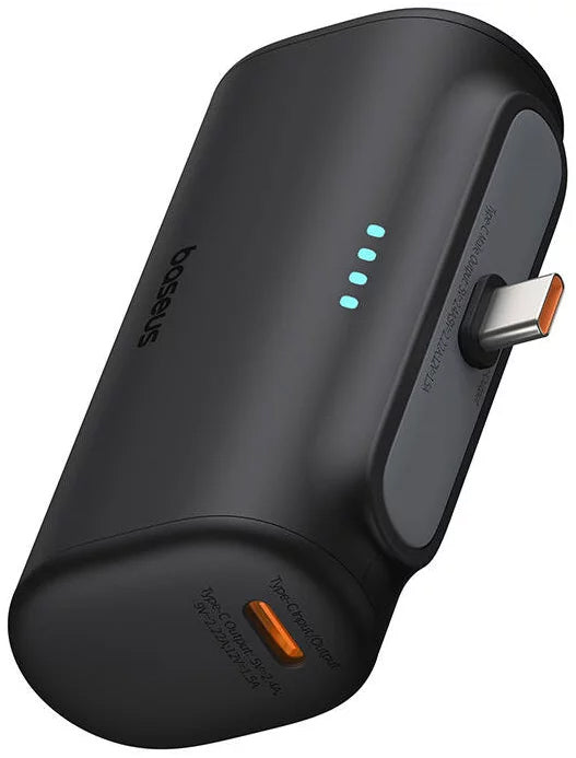 Baseus Compact Ekstern Batteri, 5000mAh, 20W, PD, 2 x USB-C, Svart P10068306113-00