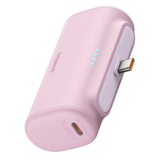 Ekstern batteri Baseus Compact, 5000mAh, 20W, PD, 2 x USB-C, Rosa P10068306413-00