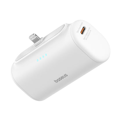 Baseus Compact Ekstern Batteri, 5000mAh, 20W, PD, 1 x Lightning - 1 x USB-C, Hvit P10068307213-00