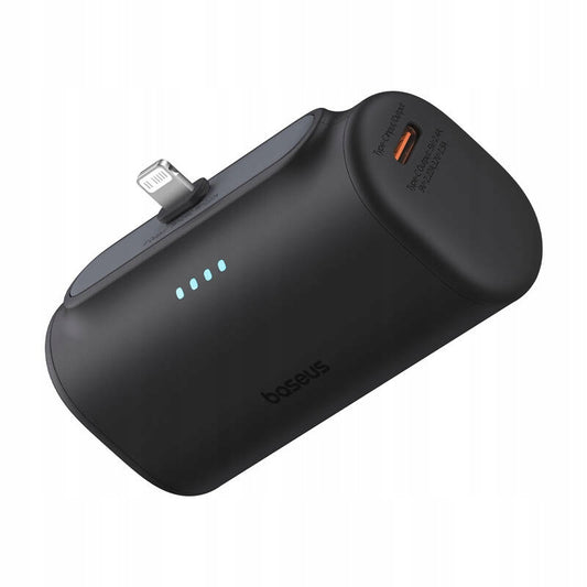 Ekstern batteri Baseus Compact, 5000mAh, 20W, PD, 1 x Lightning - 1 x USB-C, Svart P10068307113-00