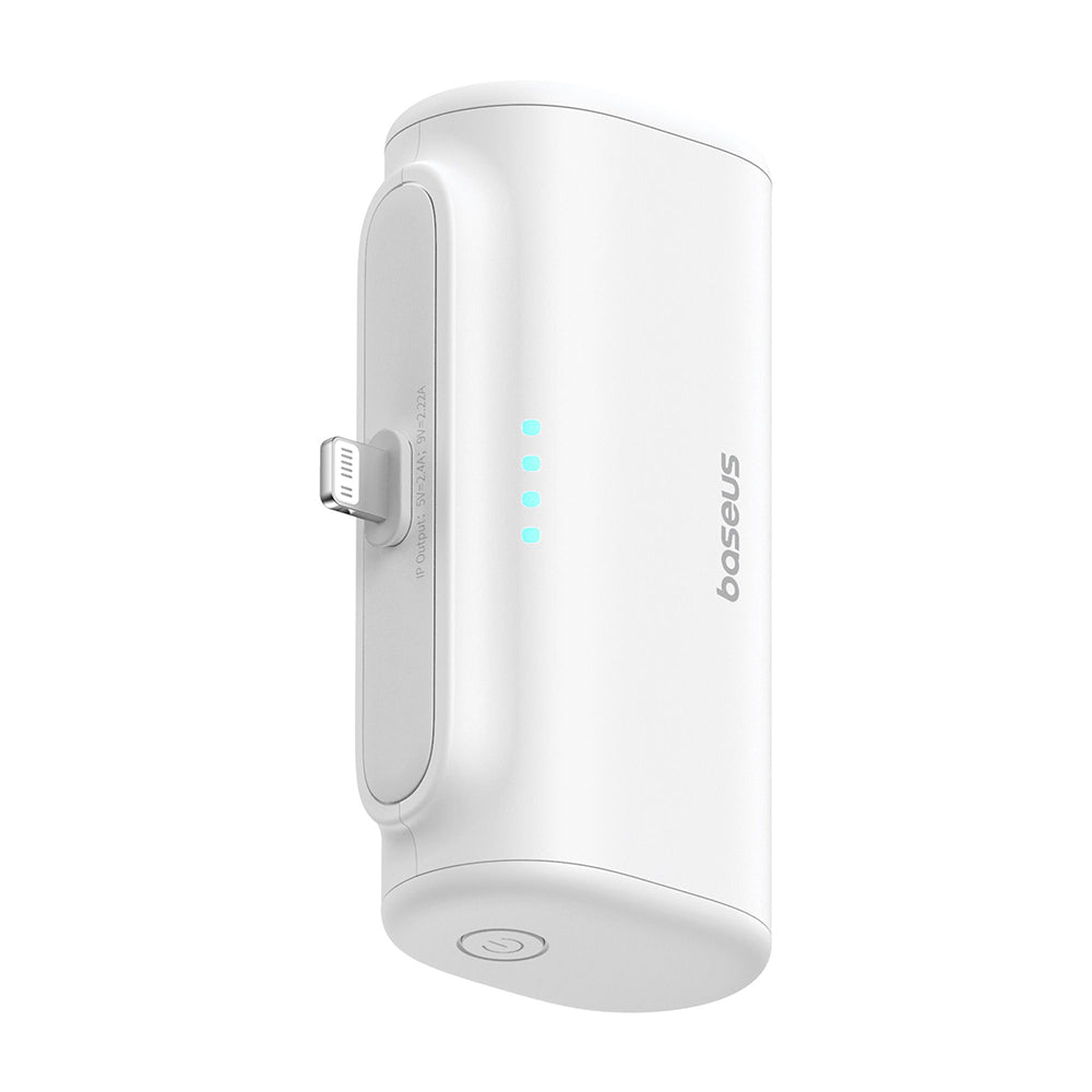 Baseus Compact Ekstern Batteri, 5000mAh, 20W, PD, 1 x Lightning - 1 x USB-C, Hvit P10068307213-00