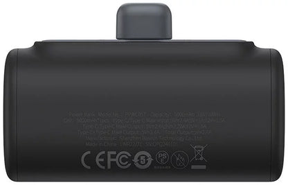 Baseus Compact Ekstern Batteri, 5000mAh, 20W, PD, 2 x USB-C, Svart P10068306113-00