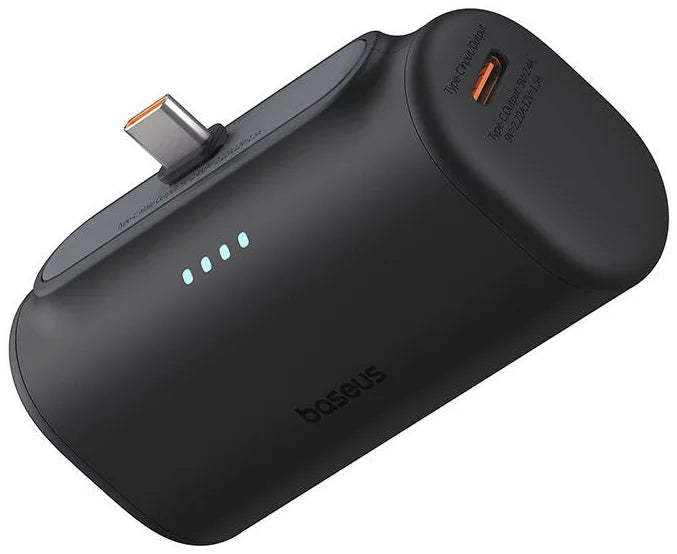 Baseus Compact Ekstern Batteri, 5000mAh, 20W, PD, 2 x USB-C, Svart P10068306113-00