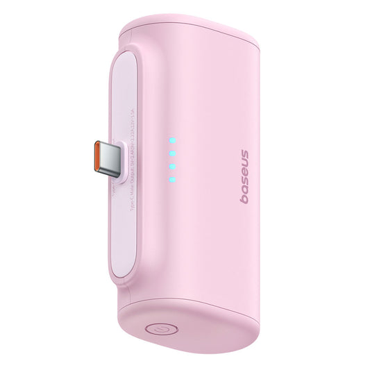 Ekstern batteri Baseus Compact, 5000mAh, 20W, PD, 2 x USB-C, Rosa P10068306413-00