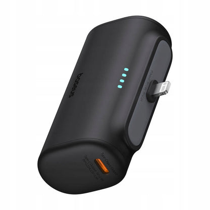 Ekstern batteri Baseus Compact, 5000mAh, 20W, PD, 1 x Lightning - 1 x USB-C, Svart P10068307113-00
