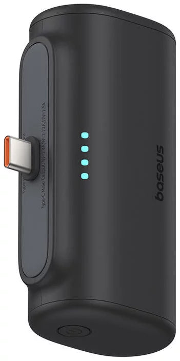 Baseus Compact Ekstern Batteri, 5000mAh, 20W, PD, 2 x USB-C, Svart P10068306113-00