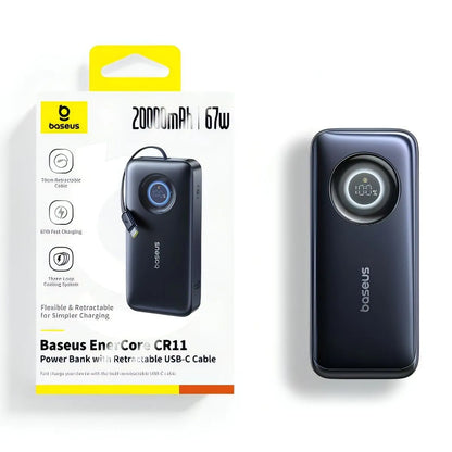 Ekstern batteri Baseus EnerCore CR11, 20000mAh, 67W, PD, 2 x USB-C, Svart E0027H00