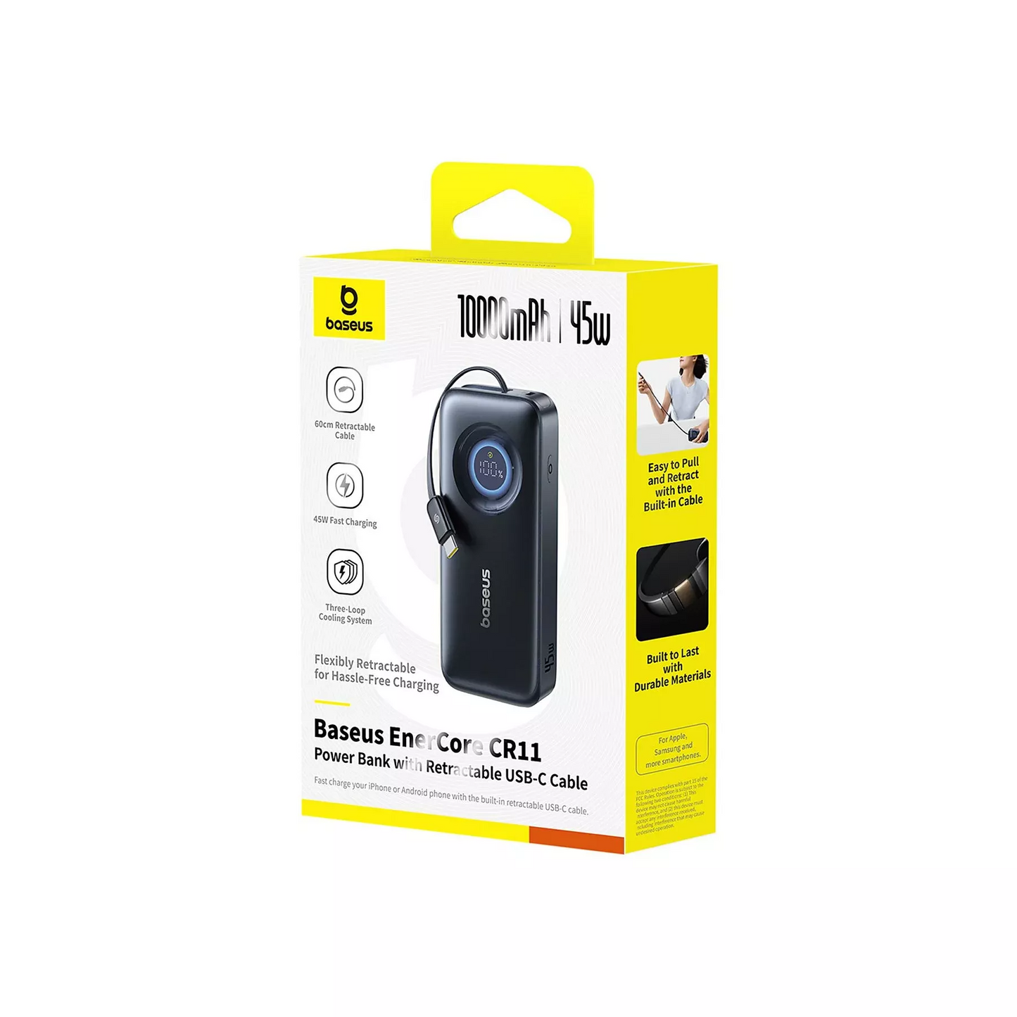 Ekstern batteri Baseus EnerCore CR11, 10000mAh, 45W, PD, 2 x USB-C, Svart E0027G01