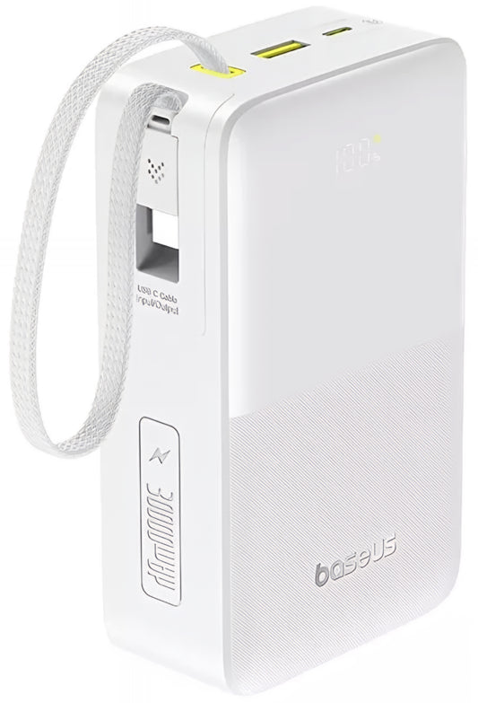 Ekstern batteri Baseus EnerFill Bipow2 Pro, 30000mAh, 22.5W, QC + PD, 1 x USB-A - 2 x USB-C, Hvit E0028101