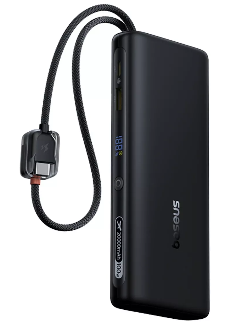 Ekstern batteri Baseus EnerFill FC41, 20000mAh, 100W, QC + PD, 1 x USB-A - 3 x USB-C, Svart E0028N03