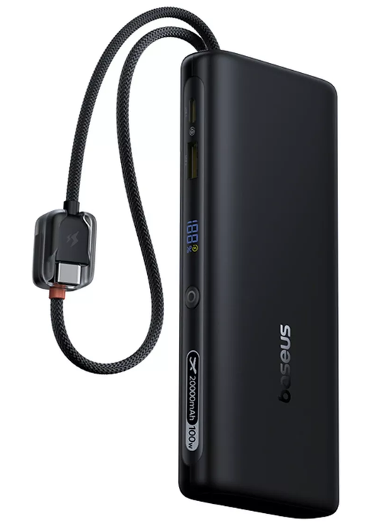 Ekstern batteri Baseus EnerFill FC41, 20000mAh, 100W, QC + PD, 1 x USB-A - 3 x USB-C, Svart E0028N03
