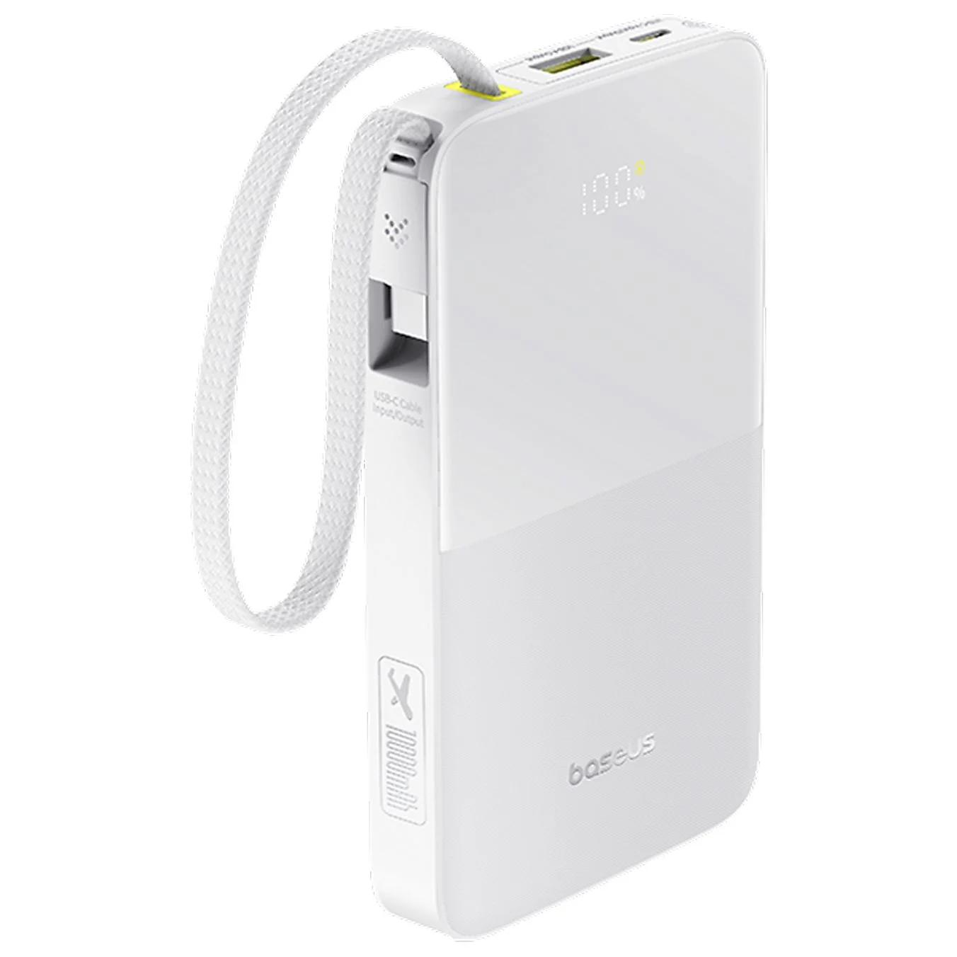 Ekstern batteri Baseus EnerFill Bipow2 Pro, 10000mAh, 22.5W, QC + PD, 1 x USB-A - 2 x USB-C, Hvit E0027601