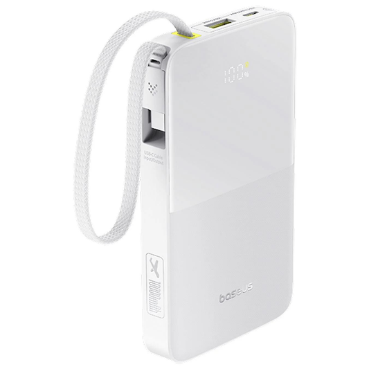 Ekstern batteri Baseus EnerFill Bipow2 Pro, 10000mAh, 22.5W, QC + PD, 1 x USB-A - 2 x USB-C, Hvit E0027601
