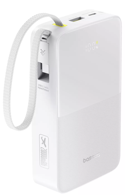 Ekstern batteri Baseus EnerFill Bipow2 Pro, 20000mAh, 22.5W, QC + PD, 1 x USB-A - 2 x USB-C, Hvit E0027700
