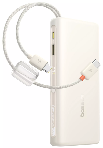 Baseus EnerFill FC41 Ekstern Batteri, 20000mAh, 100W, QC + PD, 1 x USB-A - 3 x USB-C, Hvit E0028N04