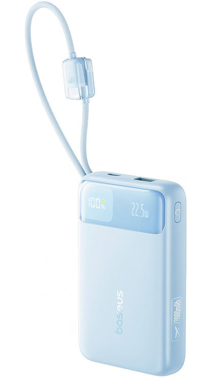 Baseus EnerFill FC11 eksternt batteri, 20000mAh, 22,5W, QC + PD, 1 x Lightning - 1 x USB-A - 2 x USB-C, Blå E0027S06