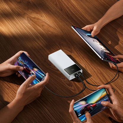 Ekstern batteri Baseus EnerFill FP41, 30000mAh, 22,5W, QC + PD, 1 x USB-C - 2 x USB-A, Hvit E0027K01