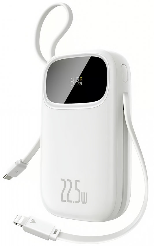 Ekstern batteri Baseus EnerFill FC31, 10000mAh, 22,5W, QC + PD, 1 x Lightning - 1 x USB-A - 2 x USB-C, Hvit P10082106213-00
