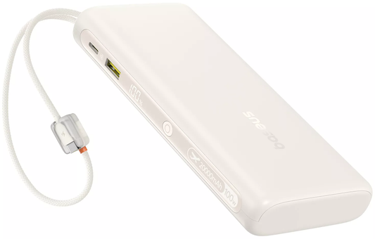 Baseus EnerFill FC41 Ekstern Batteri, 20000mAh, 100W, QC + PD, 1 x USB-A - 3 x USB-C, Hvit E0028N04