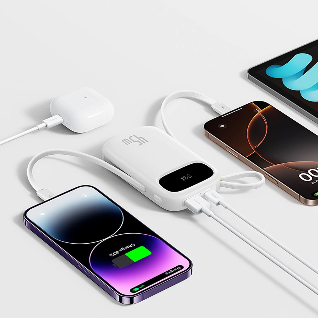Ekstern batteri Baseus EnerFill FC31, 20000mAh, 45W, QC + PD, 1 x Lightning - 1 x USB-A - 2 x USB-C, Hvit E0028D01