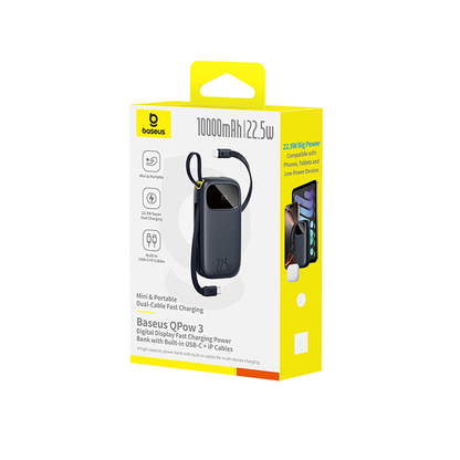 Ekstern batteri Baseus EnerFill FC31, 10000mAh, 22.5W, QC + PD, 1 x Lightning - 1 x USB-A - 2 x USB-C, Svart