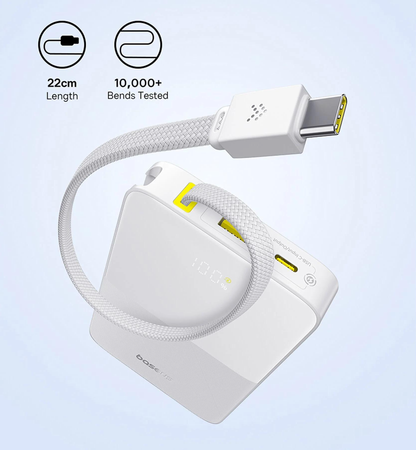 Ekstern batteri Baseus EnerFill Bipow2 Pro, 10000mAh, 22.5W, QC + PD, 1 x USB-A - 2 x USB-C, Hvit E0027601