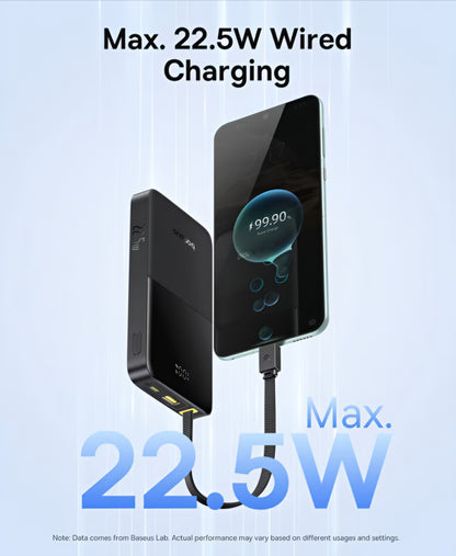 Ekstern batteri Baseus EnerFill Bipow2 Pro, 10000mAh, 22.5W, QC + PD, 1 x USB-A - 2 x USB-C, Svart E0027600