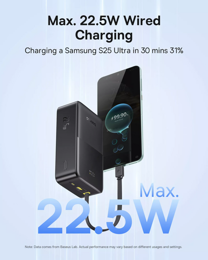 Ekstern batteri Baseus EnerFill Bipow2 Pro, 30000mAh, 22.5W, QC + PD, 1 x USB-A - 2 x USB-C, Svart E0028100