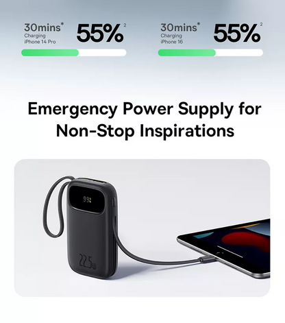 Ekstern batteri Baseus EnerFill FC31, 20000mAh, 22.5W, QC + PD, 1 x Lightning - 1 x USB-A - 2 x USB-C, Svart P10082107123-00