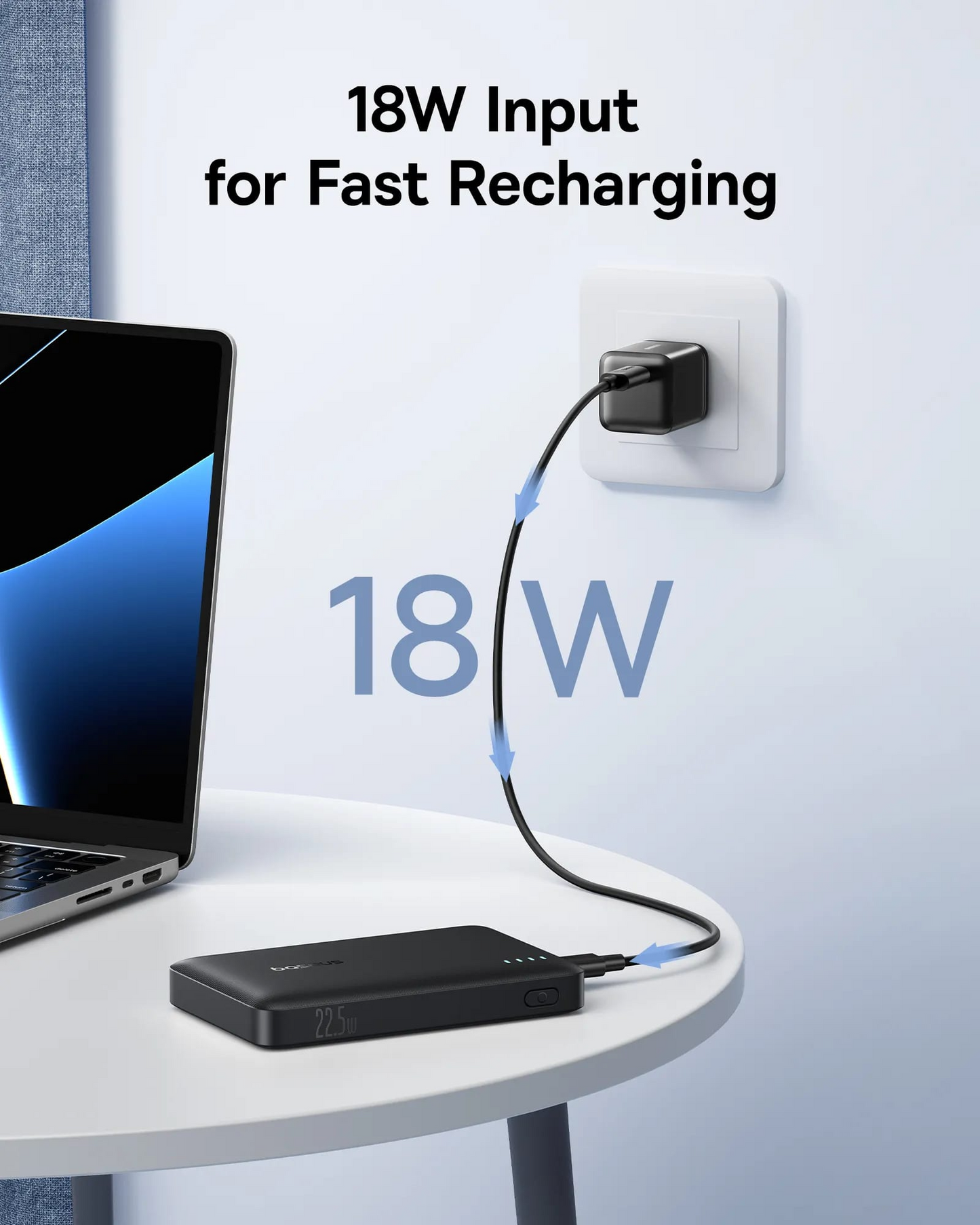 Ekstern batteri Baseus EnerFill FP21, 10000mAh, 22.5W, QC + PD, 1 x USB-A - 2 x USB-C, Svart P1008210D123-00