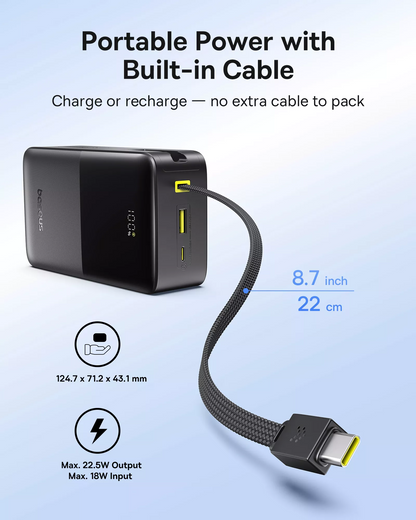 Ekstern batteri Baseus EnerFill Bipow2 Pro, 30000mAh, 22.5W, QC + PD, 1 x USB-A - 2 x USB-C, Svart E0028100