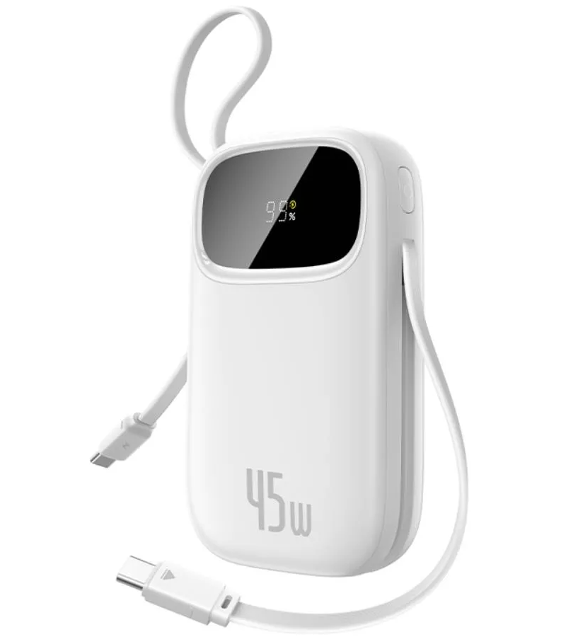 Baseus EnerFill FC31 Ekstern Batteri, 20000mAh, 45W, QC + PD, 1 x Lightning - 1 x USB-A - 2 x USB-C, Hvit P10082105213-00