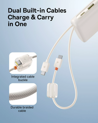 Baseus EnerFill FC41 Ekstern Batteri, 20000mAh, 100W, QC + PD, 1 x USB-A - 3 x USB-C, Hvit E0028N04