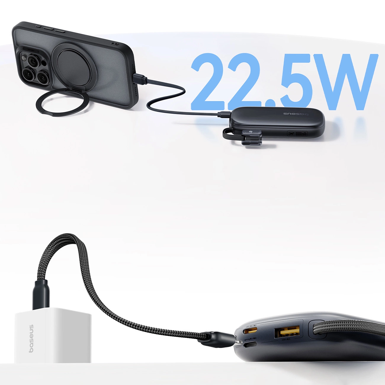 Ekstern Batteri Baseus EnerFill FC21 QPow 3 Ultra, 10000mAh, 22.5W, QC + PD, 1 x USB-A - 1 x USB-C, Svart