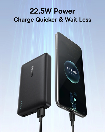 Ekstern batteri Baseus EnerFill FP21, 10000mAh, 22.5W, QC + PD, 1 x USB-A - 2 x USB-C, Svart P1008210D123-00