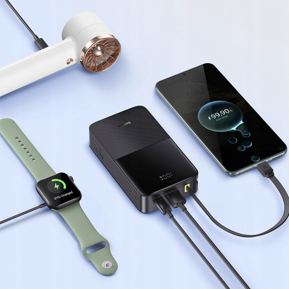 Baseus EnerFill Bipow2 Pro ekstern batteri, 20000mAh, 22.5W, QC + PD, 1 x USB-A - 2 x USB-C, Svart E0027701