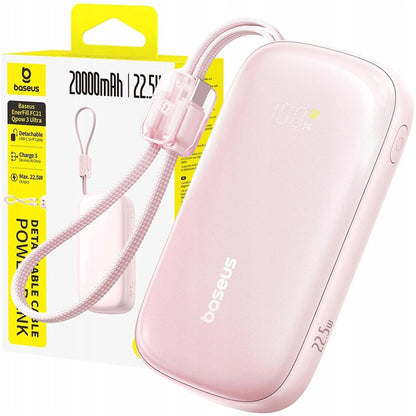 Ekstern batteri Baseus EnerFill FC21 Qpow 3 Ultra, 10000mAh, 22.5W, QC + PD, 1 x USB-A - 1 x USB-C, Rosa E0027L02