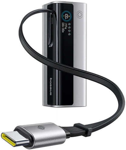 Baseus EnerGeek GR11 Ekstern Batteri, 20000mAh, 145W, QC + PD, 1 x USB-A - 3 x USB-C, Sølv E0027B02