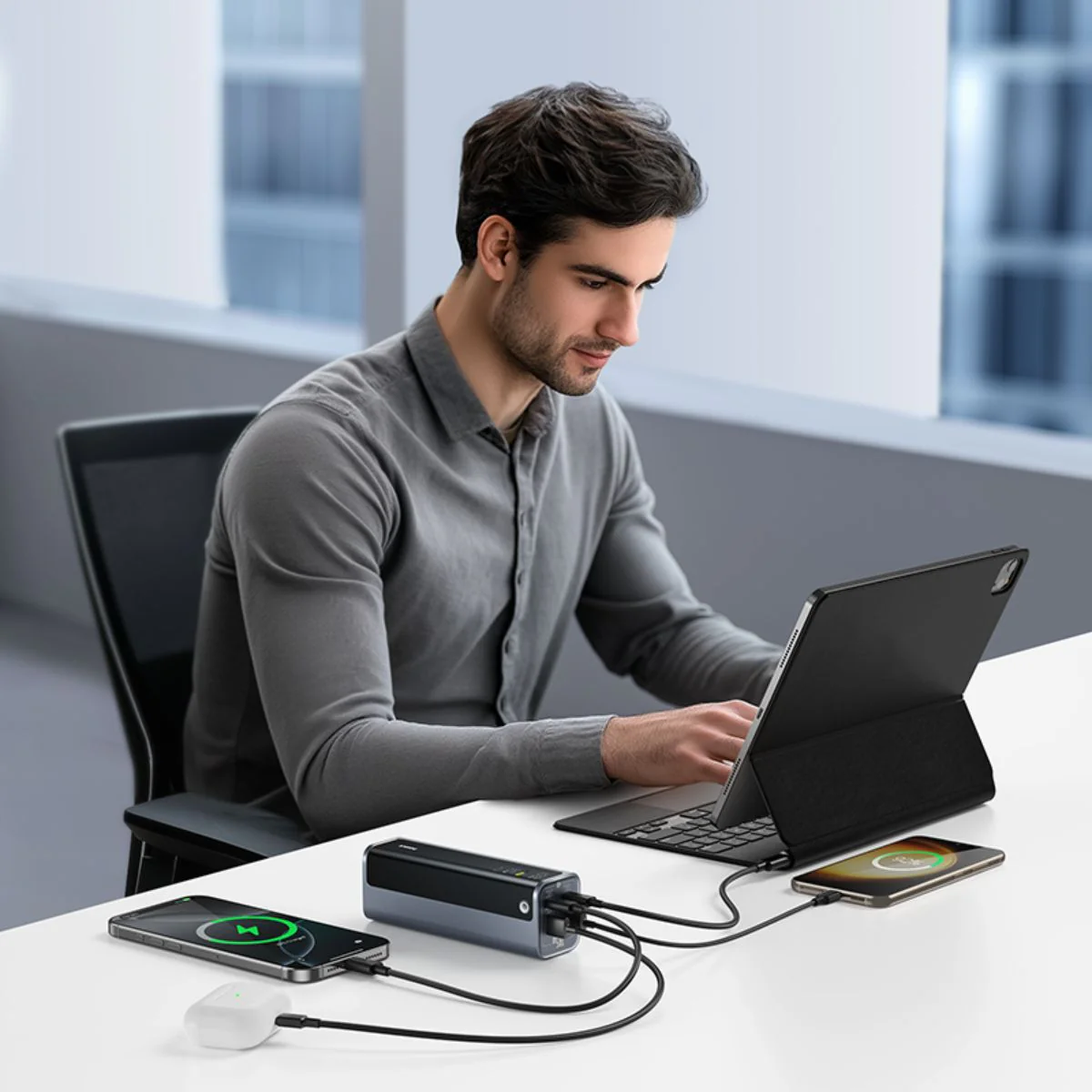 Ekstern Batteri Baseus EnerGeek GP12, 20800mAh, 145W, QC + PD, 2 x USB-A - 2 x USB-C, Grå P10082109813-00