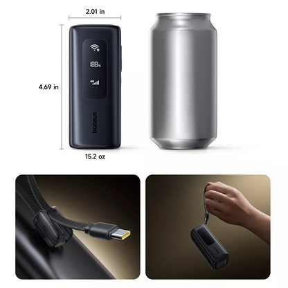 Baseus EnerGeek GX11 Ekstern Batteri, 20000mAh, 67W, QC + PD, 1 x USB-A - 2 x USB-C, Svart E0025701