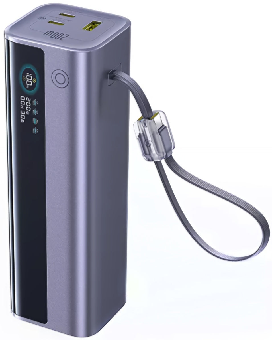 Baseus EnerGeek GR11 Ekstern Batteri, 25000mAh, 200W, QC + PD, 1 x USB-A - 3 x USB-C, Grå E0028Q00