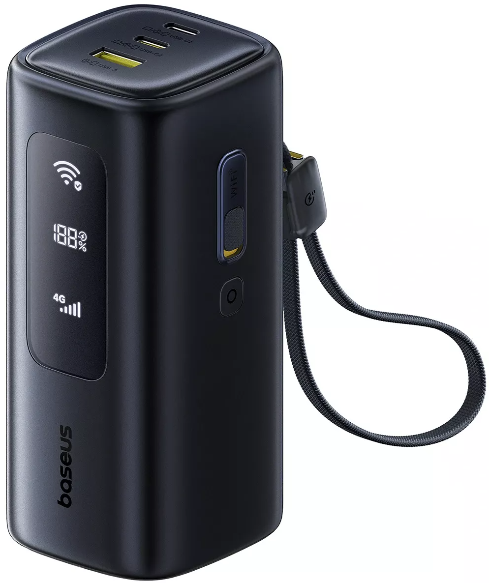 Baseus EnerGeek GX11 Ekstern Batteri, 20000mAh, 67W, QC + PD, 1 x USB-A - 2 x USB-C, Svart E0025701