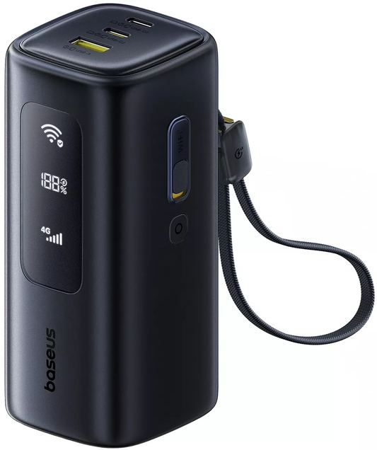Baseus EnerGeek GX11 Ekstern Batteri, 20000mAh, 67W, QC + PD, 1 x USB-A - 2 x USB-C, Svart E0025701
