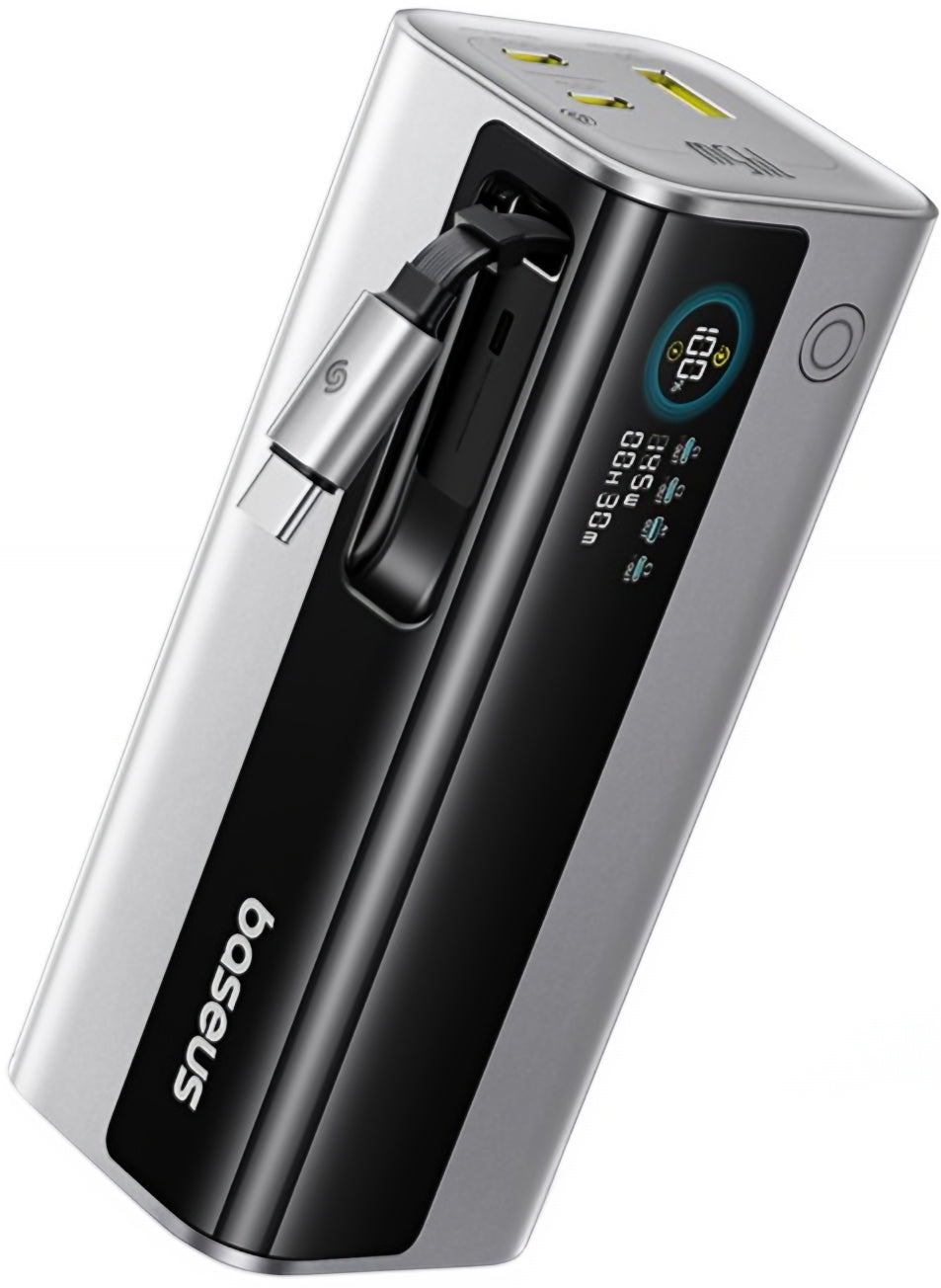 Baseus EnerGeek GR11 Ekstern Batteri, 20000mAh, 145W, QC + PD, 1 x USB-A - 3 x USB-C, Sølv E0027B02
