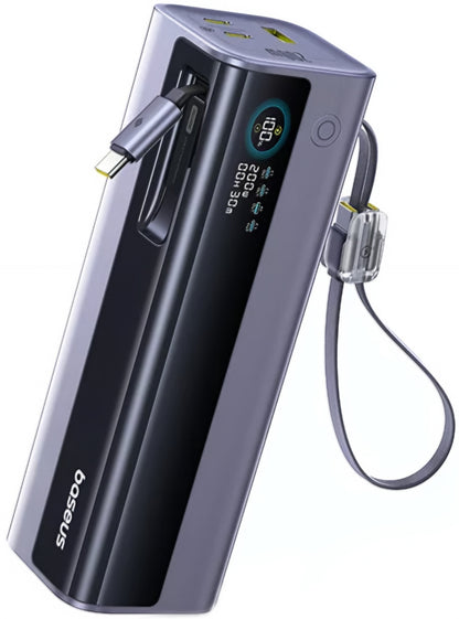 Baseus EnerGeek GR11 Ekstern Batteri, 25000mAh, 200W, QC + PD, 1 x USB-A - 3 x USB-C, Grå E0028Q00