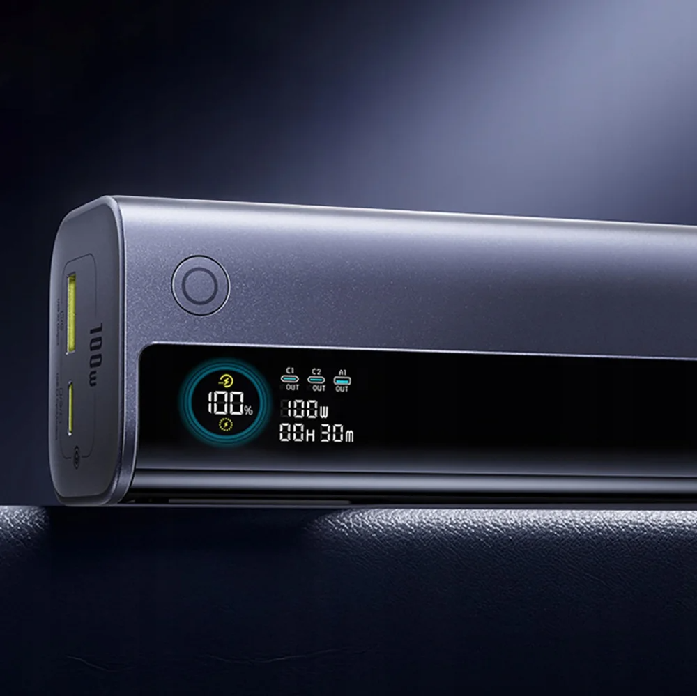 Ekstern batteri Baseus EnerGeek GR11, 10000mAh, 100W, QC + PD, 1 x USB-A - 2 x USB-C, Grå E0027A01