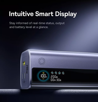 Baseus EnerGeek GR11 Ekstern Batteri, 25000mAh, 200W, QC + PD, 1 x USB-A - 3 x USB-C, Grå E0028Q00