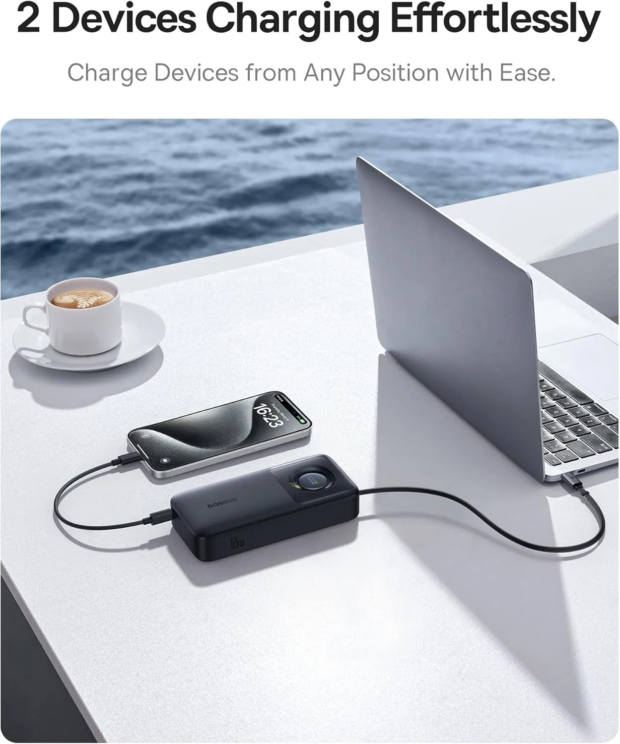 Ekstern batteri Baseus Free2Pull, 20000mAh, 65W, PD, 1 x USB-C, Svart P10073700123-00