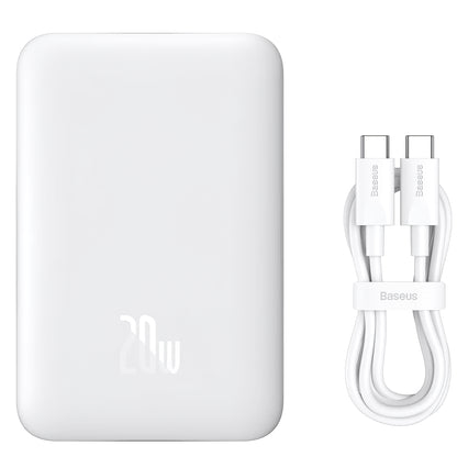 Ekstern batteri Baseus Magnetic Mini, 10000mAh, 20W, PD + FQI, 1 x USB-C, Hvit P10059001223-00